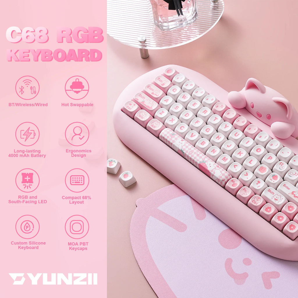 Cute Kitty C68 Wireless Gaming Keyboard
