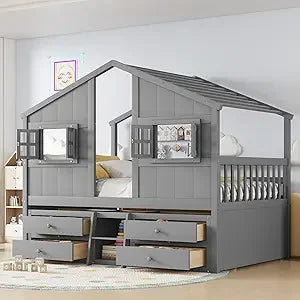 Floor House Bunk Bed