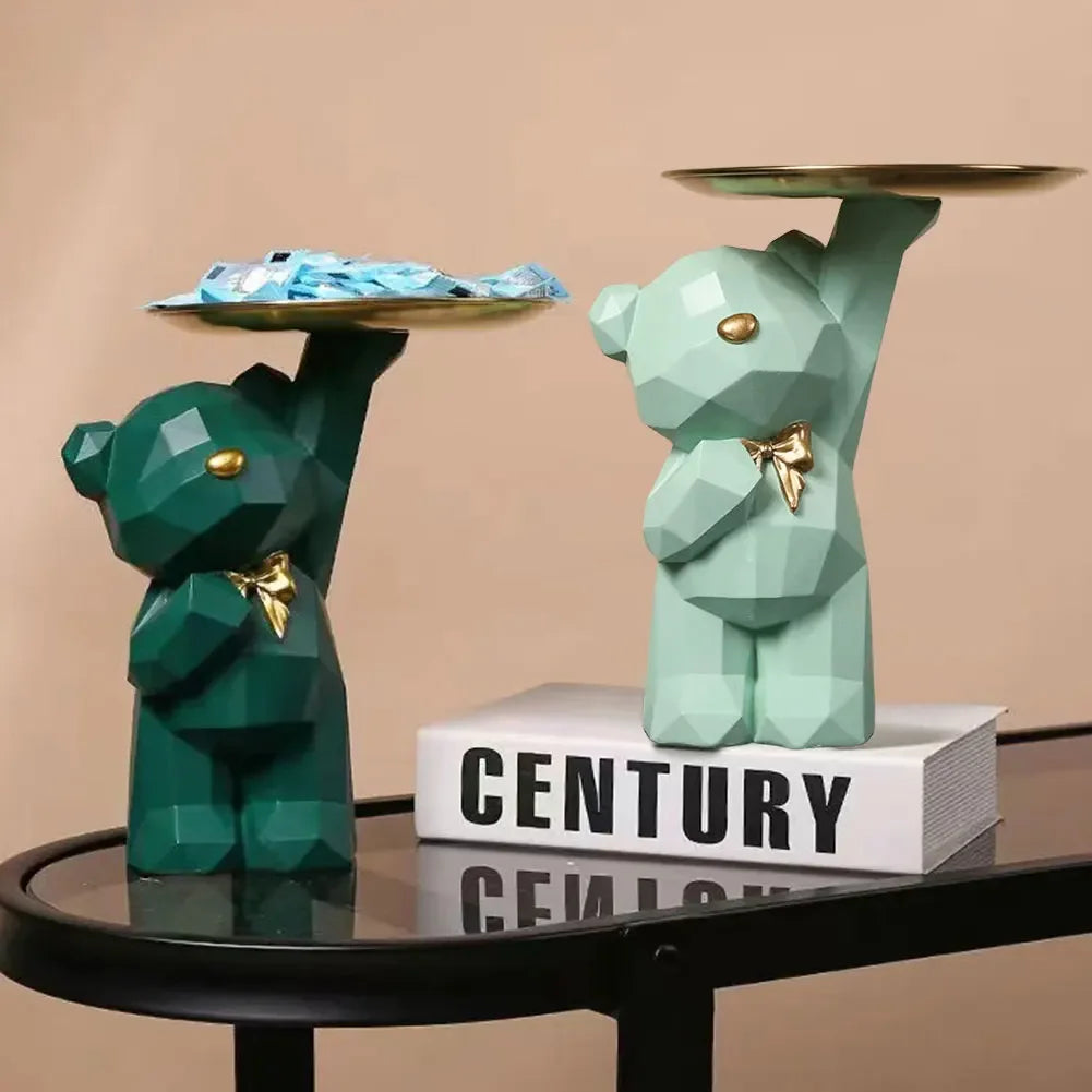 Resin Lovely Nordic Bear Tray Sculptures