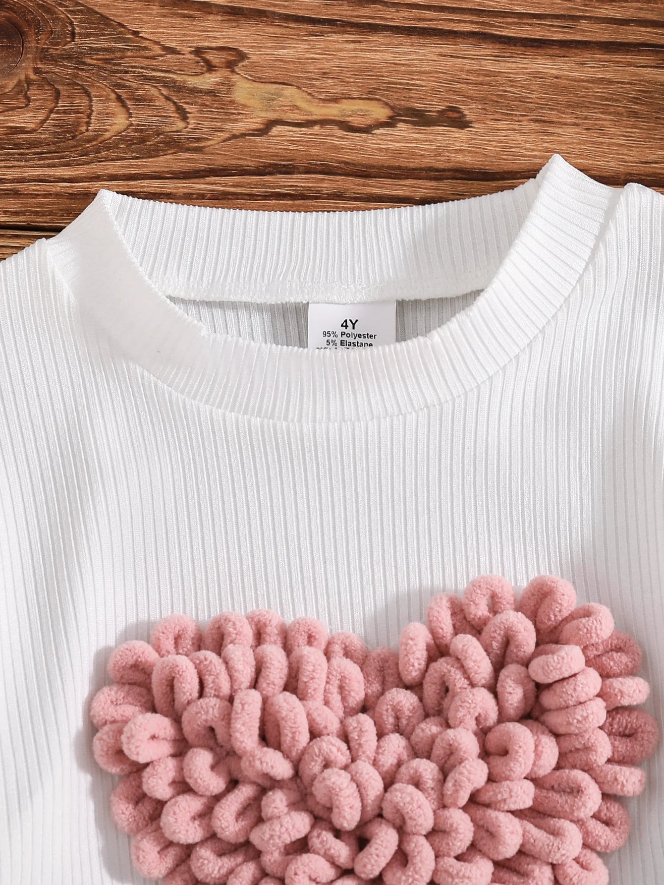 Pullover with Heart Pattern Top + Pink Bow Skirt Set