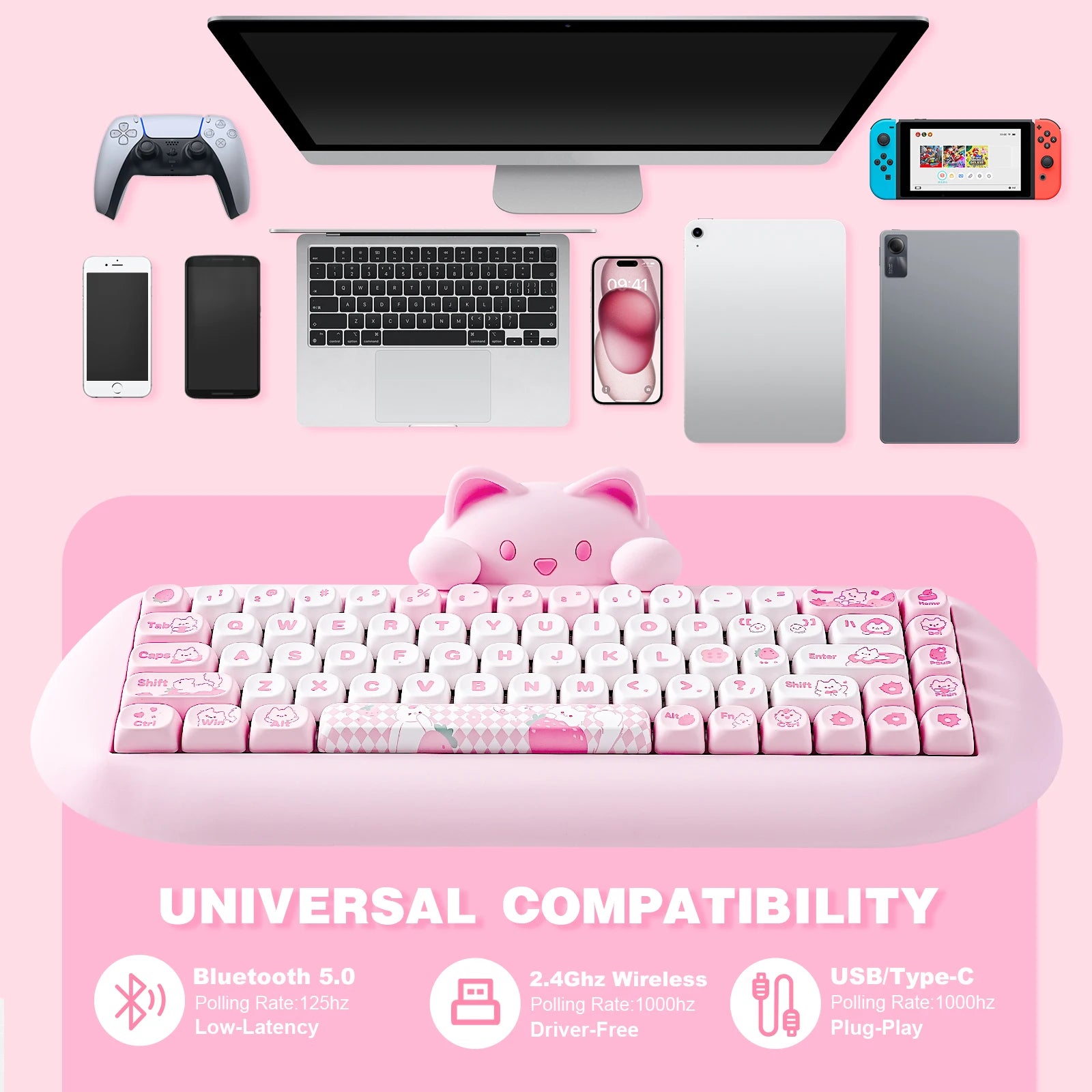 Cute Kitty C68 Wireless Gaming Keyboard