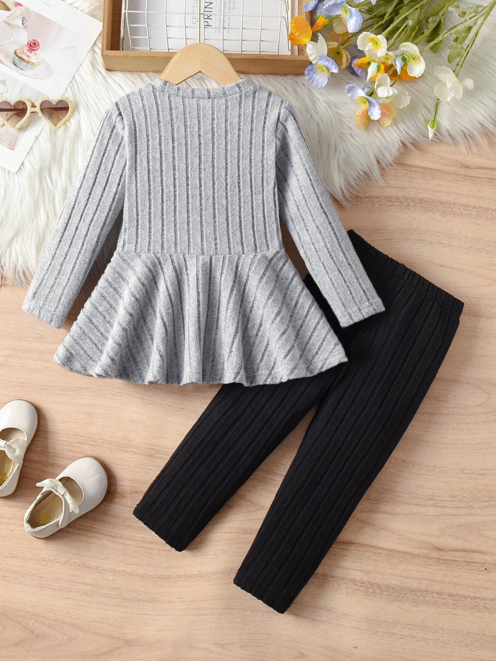 Girls' Long-Sleeved Bow Outfit