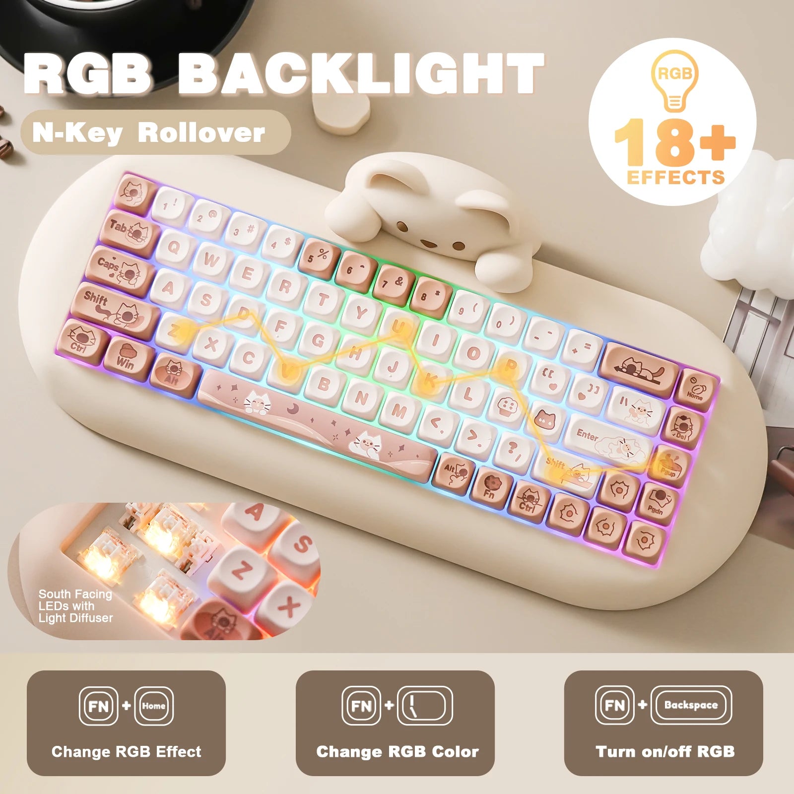 Cute Kitty C68 Wireless Gaming Keyboard